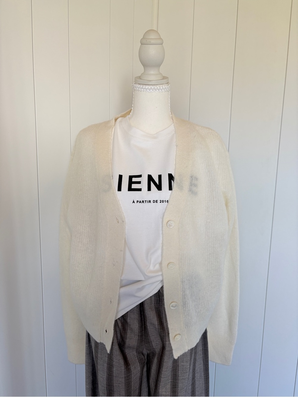 Cream Button-Front Women’s Cardigan Sweater